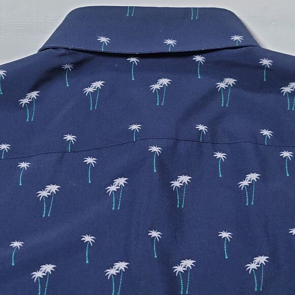 Mizzen Main Mens Leeward XL Trim Fit Blue Palm Tree AOP  Performance - Picture 4 of 12